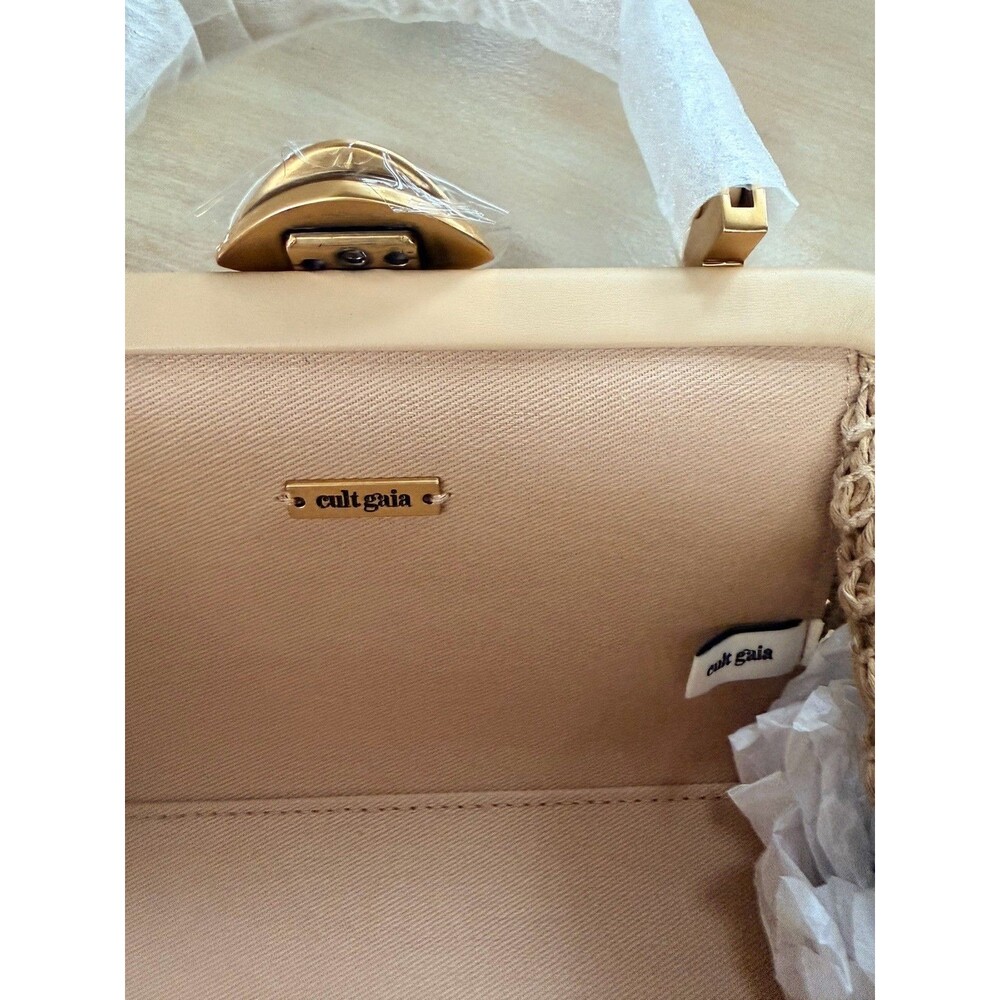 NEW | Cult Gaia Zuma Mini Woven Crossbody Tote Sand Top Handle Bag NWT $458 - Picture 10 of 16